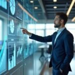 An image of a man looking and pointing to the screen