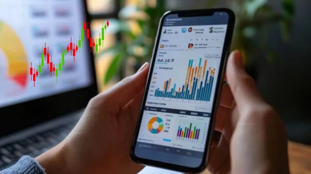 Customer Analytics Services an image of a phone checking the marketing dashboards on his phone.