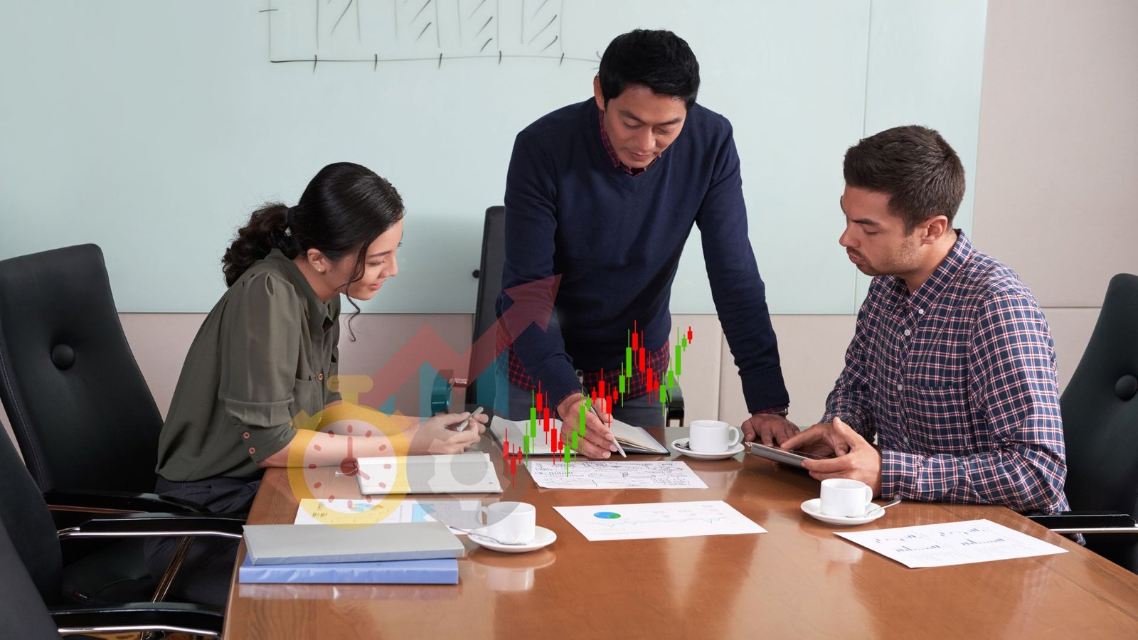 an image of executive looking at their works on the table