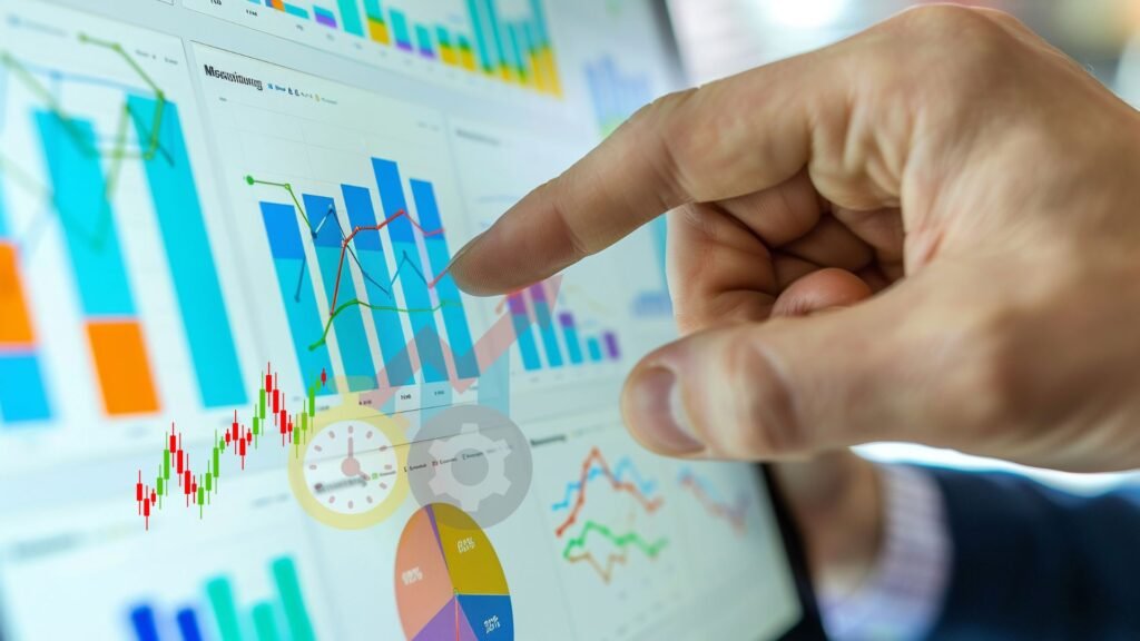 Real-Time Analytics Services an image of someone hovering their hands on a dashboards