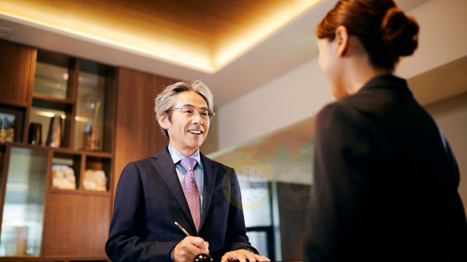 an image showing a bar attendant smilling with a customer