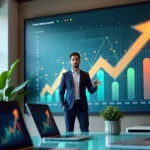 This is an image showing showing a consultant explaining the Sales Forecasting Models chart on the board behind him