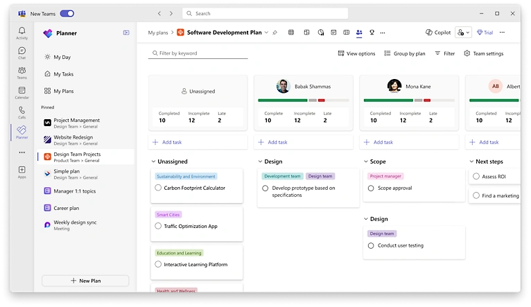 An image showing Microsoft Planner dashboard