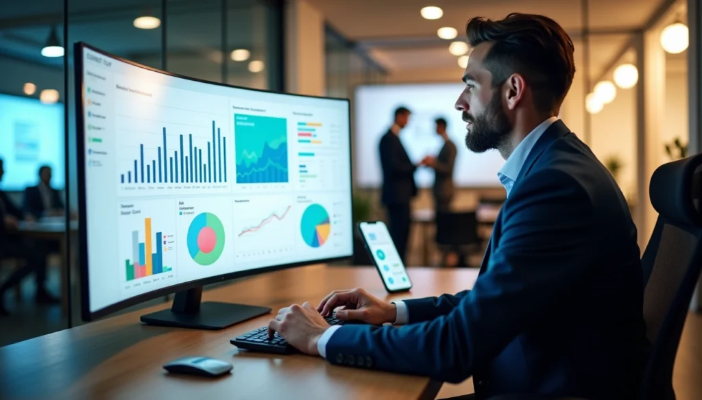 An image of a consultant working on a Sales Dashboard